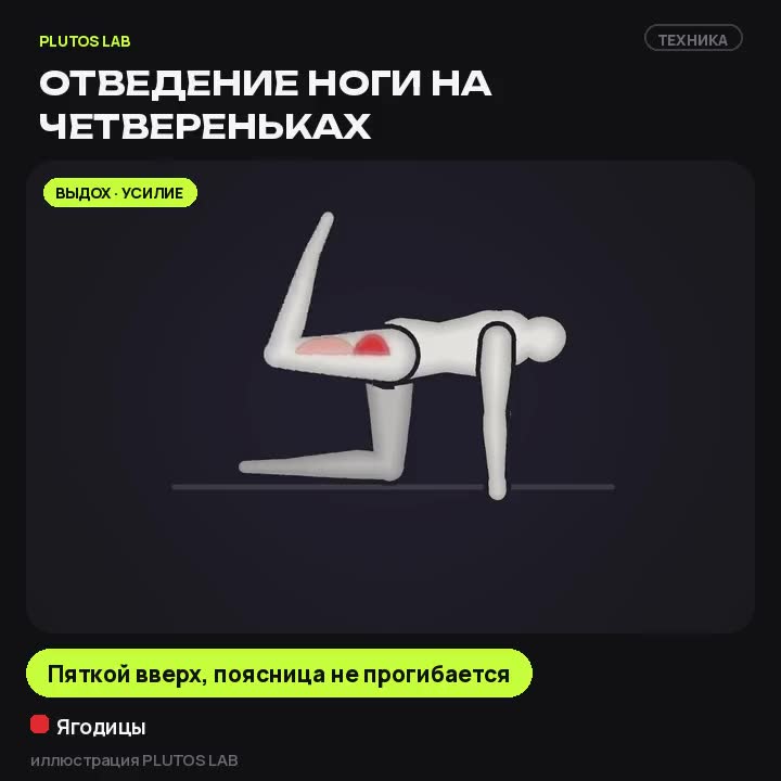 Отведение ноги на четвереньках — техника